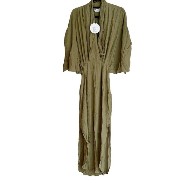 S/W/F Unlined Plunge Dress Kimono Style Sleeve Amazon Green Women's Size M NWT - Picture 7 of 10